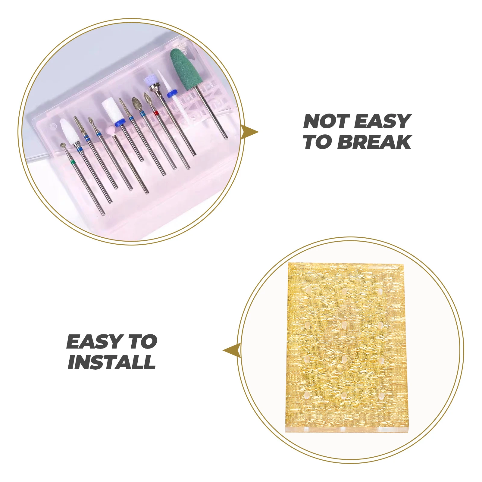 

Nail Art Accessory Rack Golden Shelf Polishing Head Display Stand Drill Bit Organizer Multiple Hole Grinding Storage Practical