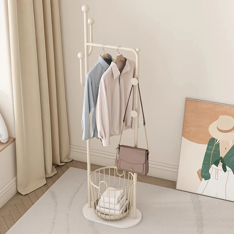 

Basket Portable Clothes Rack Metal Place Saving White Corner Clothes Rack Nordic Storage Percheros Pared Hall Furniture