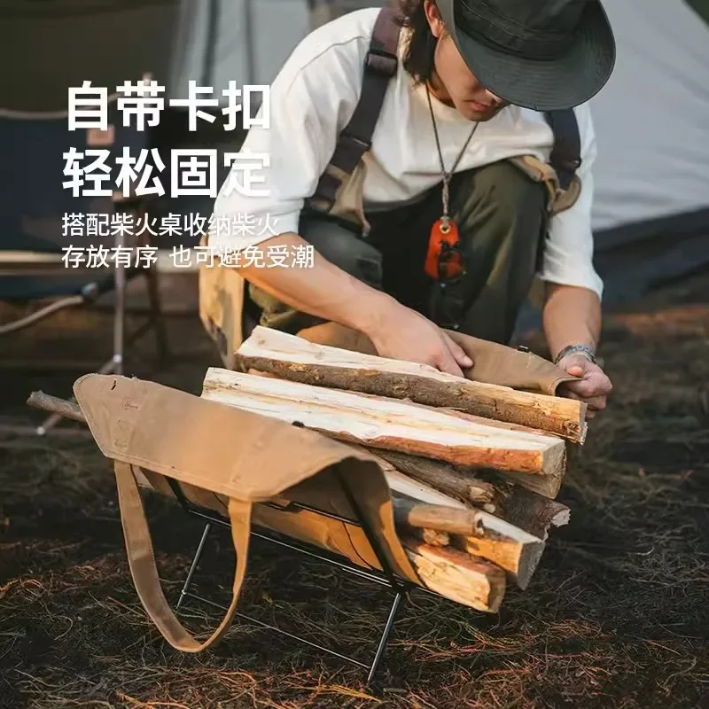 

Oil wax firewood bag outdoor camping large-capacity storage bag, outdoor firewood storage storage bag