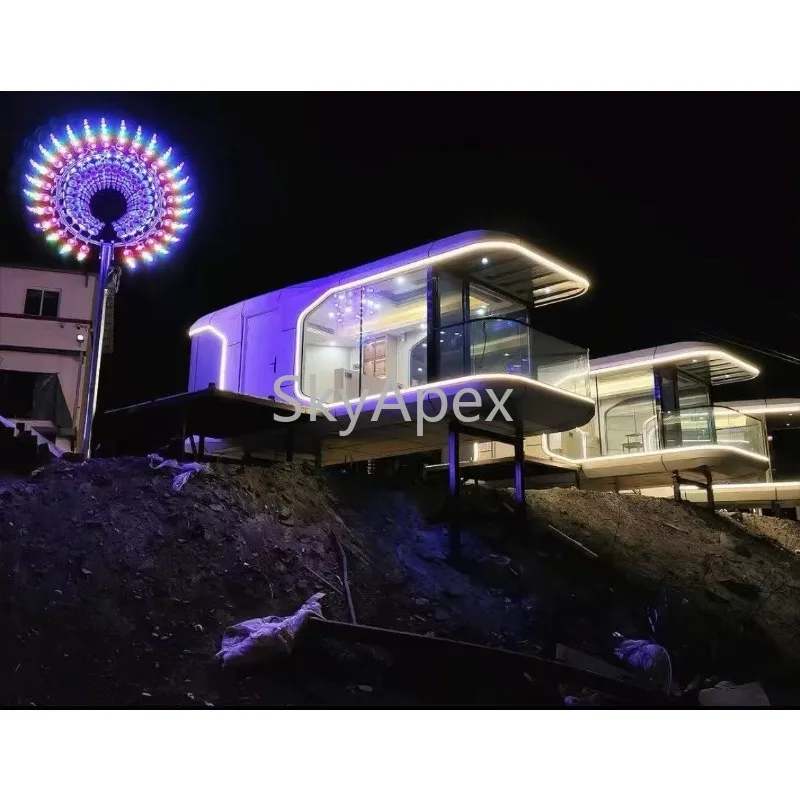 كبسولة المنزلية التجارية الفضاء المقصورة فندق فاخر صغير منزل الجاهزة كبسولة التجارة الجاهزة الفضاء كبسولة الحاويات البيت