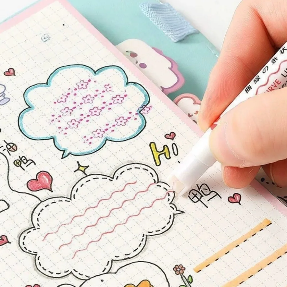 1Set Creativity Flower Line Shape Highlighter Plastic Pen Roller Tip Curve Liner Marker for Writing Journaling Art Drawing Pen
