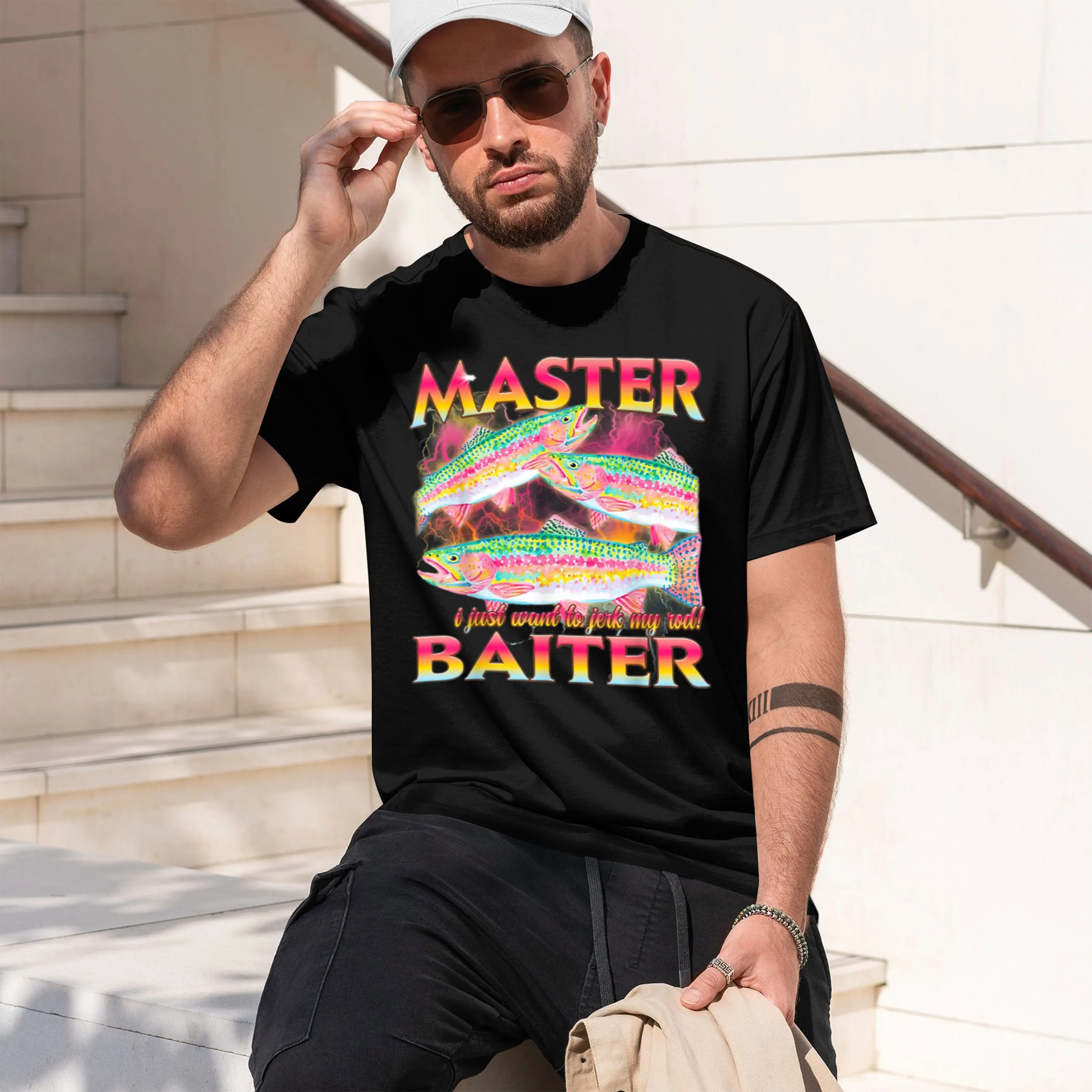 Maser Baier Funny Offensive Fishing Graph T-Shir Summer Shor-Sved Breahable Swea-Wking Versaile Rendy 2026 New Model Short-sleev