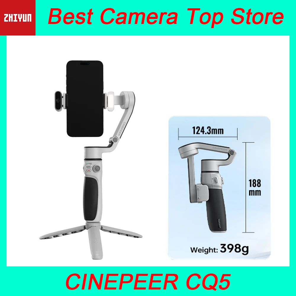 ZHIYUN CINEPEER CQ5 AI 3-axis Smartphone Gimbal Stabilizer with Voice Assistant Portable Handheld Extended Selfie Stick