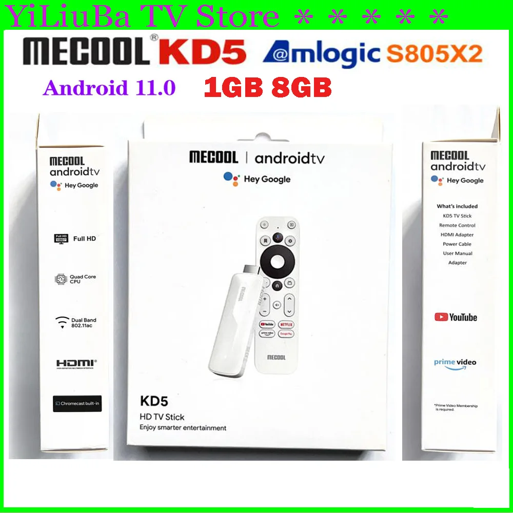 

【Genuine】MECOOL KD5 Classic Edition TV Stick Dolby Audio Android11 1G+8GB Google Certified Google TV Stream Media Receiver Stick