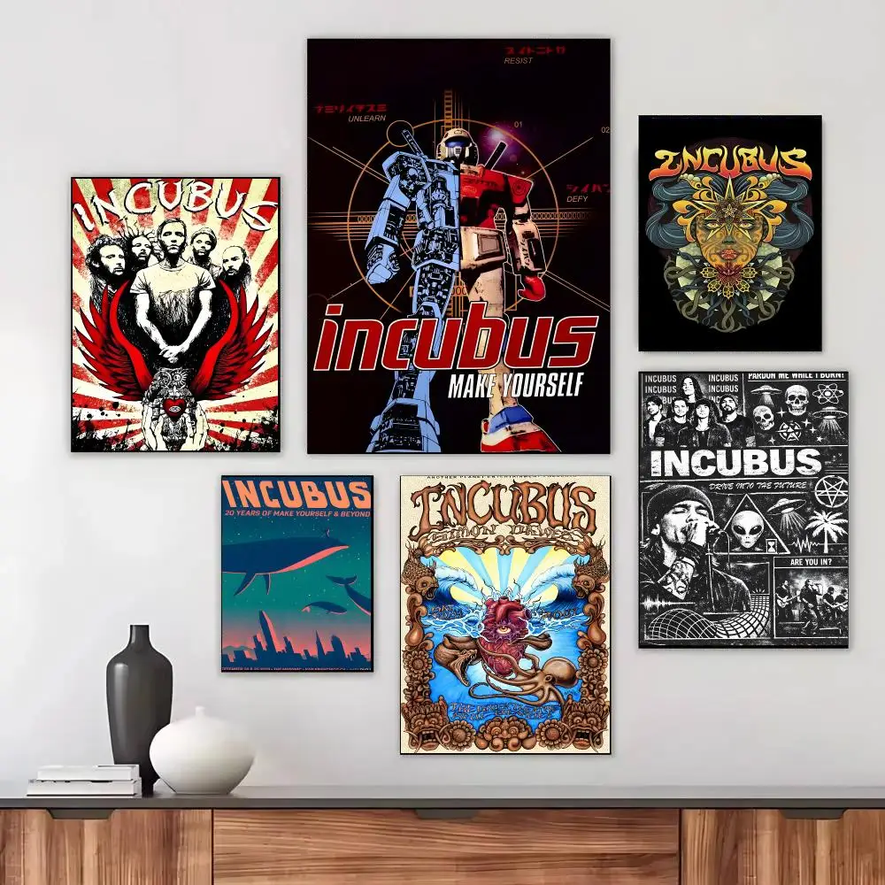 Incubus Band Alternative Rock Poster Waterproof Sticky WallArt Print For Bedroom Living Room Hallway Bar Home Decor