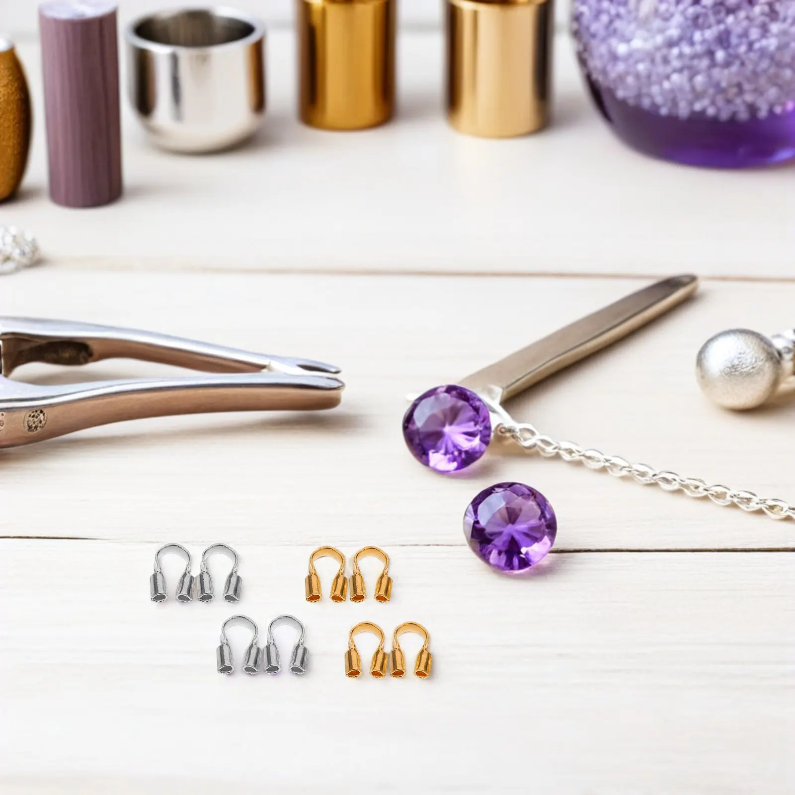 800Pcs Jewelry Making Connectors U Shape Crimp Wire Guard Thread Protector Copper Wire Accessories for Bracelet Necklace