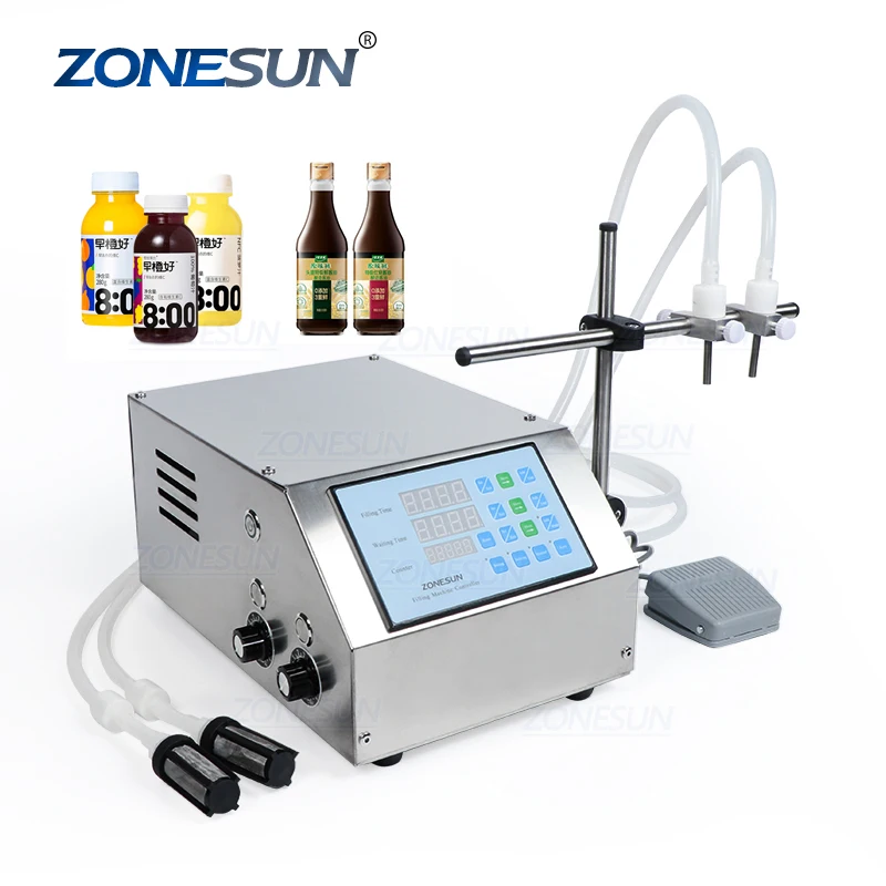 ZONESUN Semi Automatic Small Bottle Liquid Filling Machine For Perfume Water Juice Oil Cosmetics With 2 Head