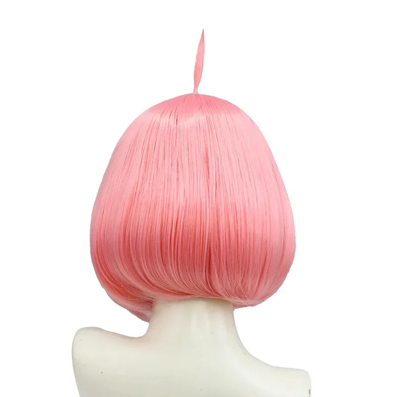 Anime Anya Forger peruca rosa curta Cosplay para mulheres, cabelo curto, couro cabeludo simulação, resistente ao calor, sintético, festa de Halloween, perucas bonitas