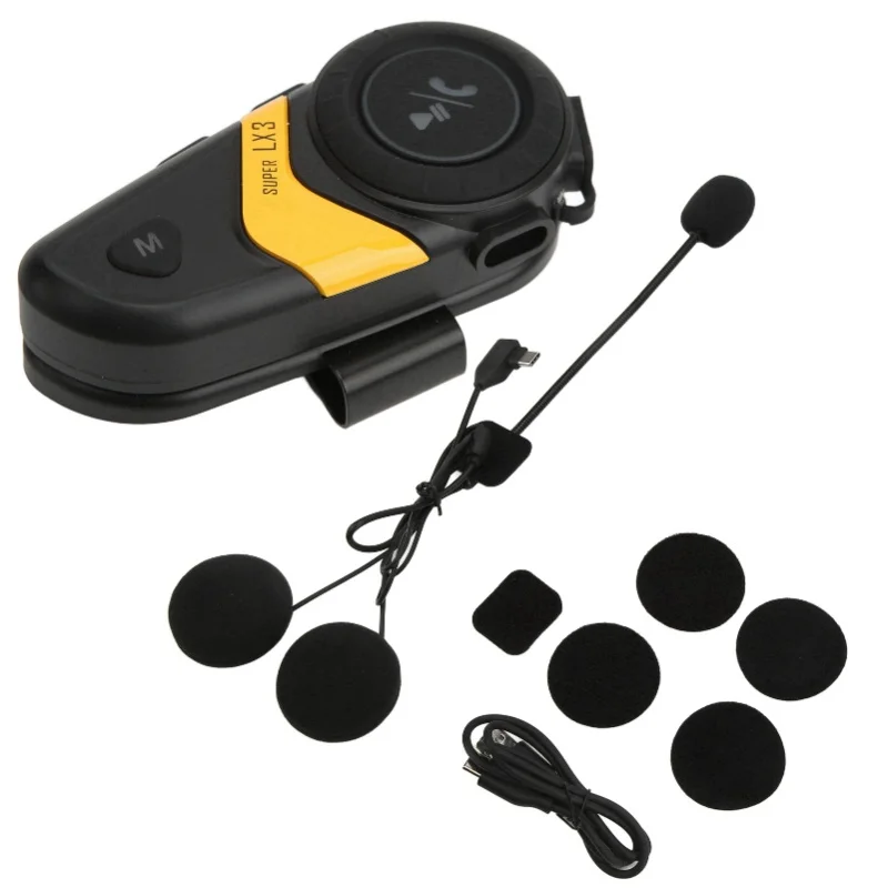 

Гарнитура для мотоциклетного шлема Bluetooth 5.0 Водонепроницаемая четкая голосовая защита от помех Беспроводной вызов для безопасной езды