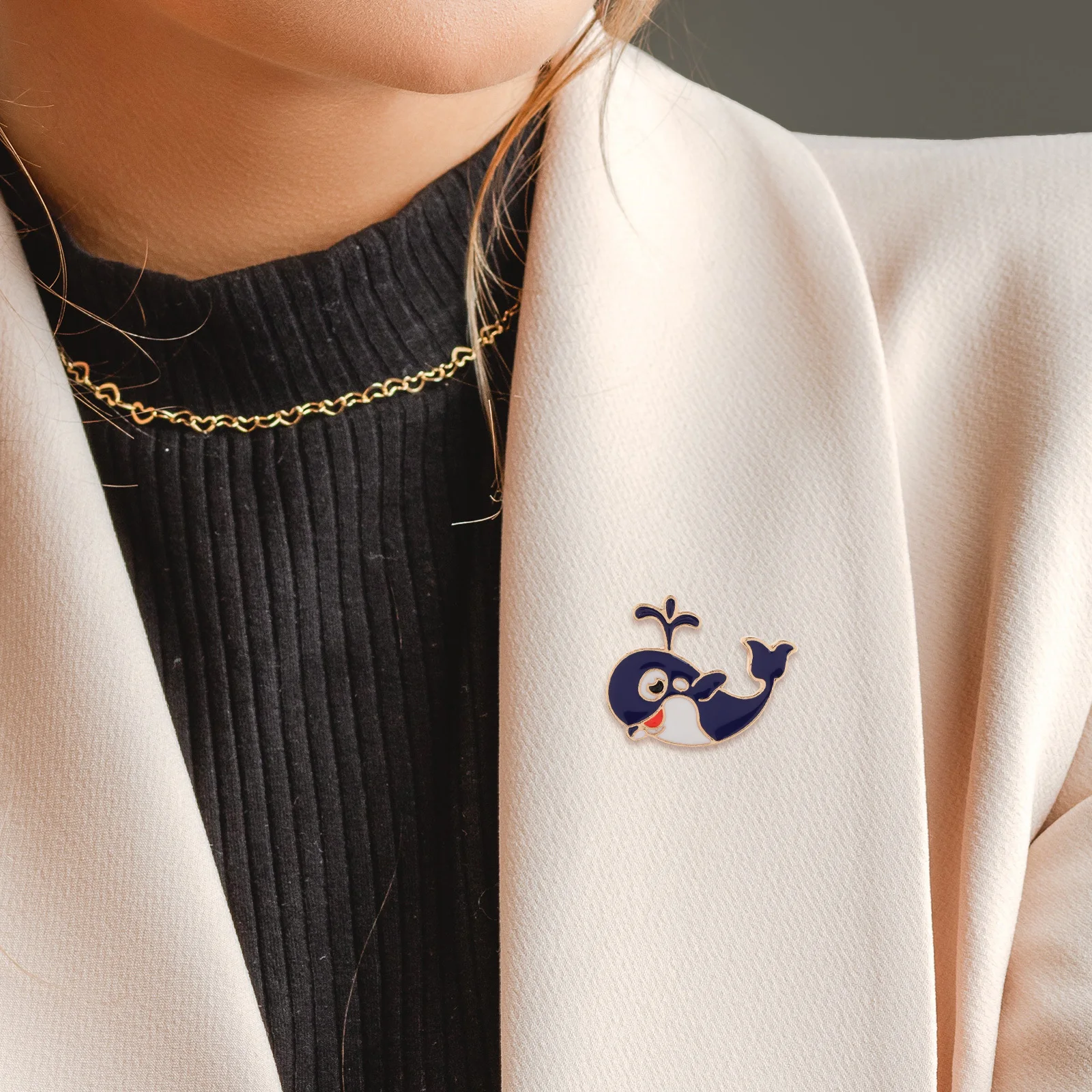 2 قطعة دبابيس بروش الحيوان الكرتون الحوت نمط اكسسوارات للملابس أكياس القبعات المحيط الحيوان دبابيس زر مقاطع طوق كليب #3