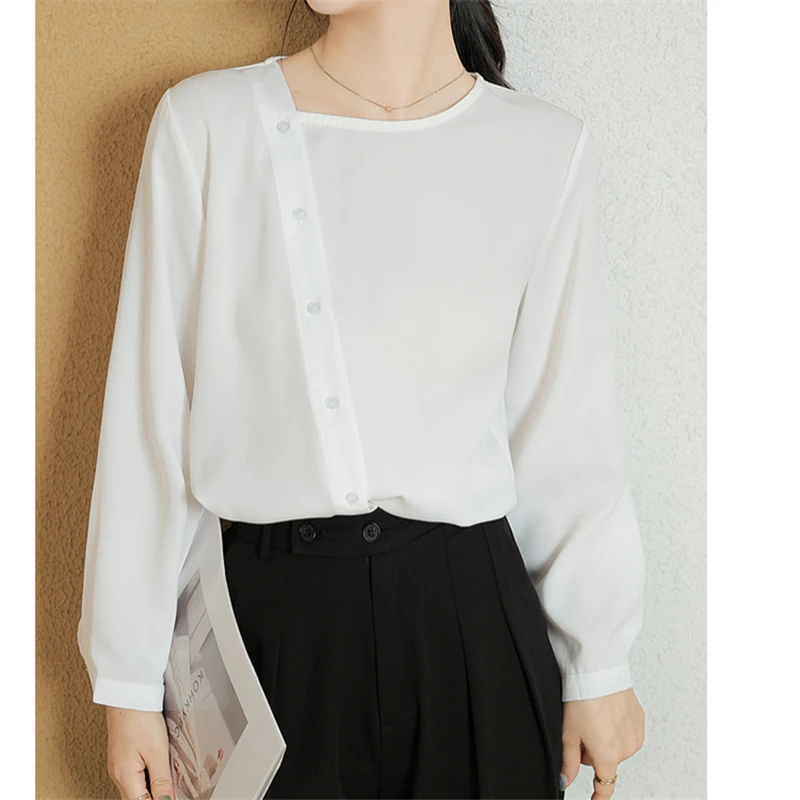 Seoulish Herbst elegante koreanische weiße Frauen bluse neue Langarm lässig lose Büro Damen hemden Tops weiblich