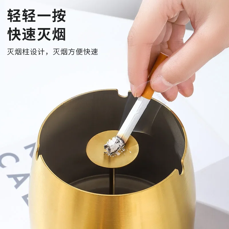 Thickened Stainless Steel Ashtray Heightened Anti-fly Ash Ashtray with Cover