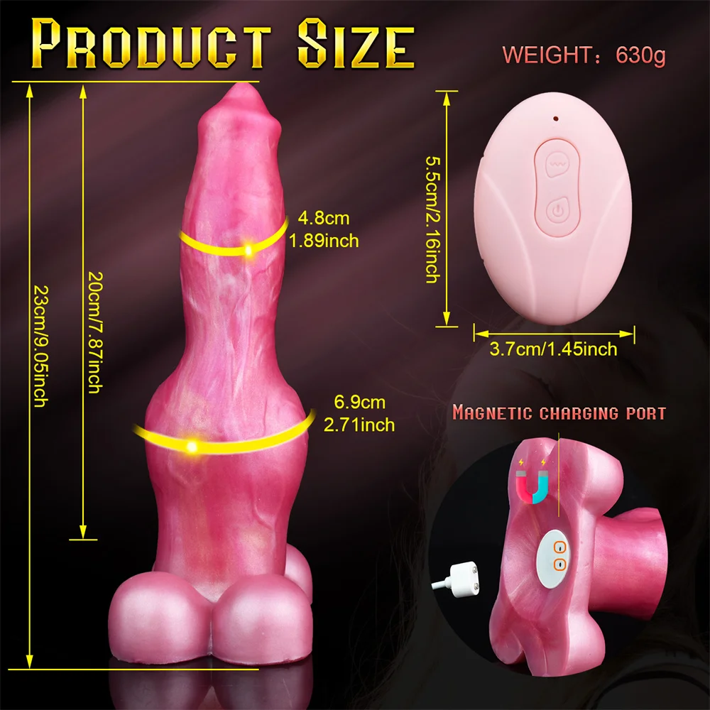 LEZEE Silicone Vibrator Dildo Anal Plug Big Knot Thrusting Telescopic Vibration Penis Strapon Sex Toys For Women Men Masturbator