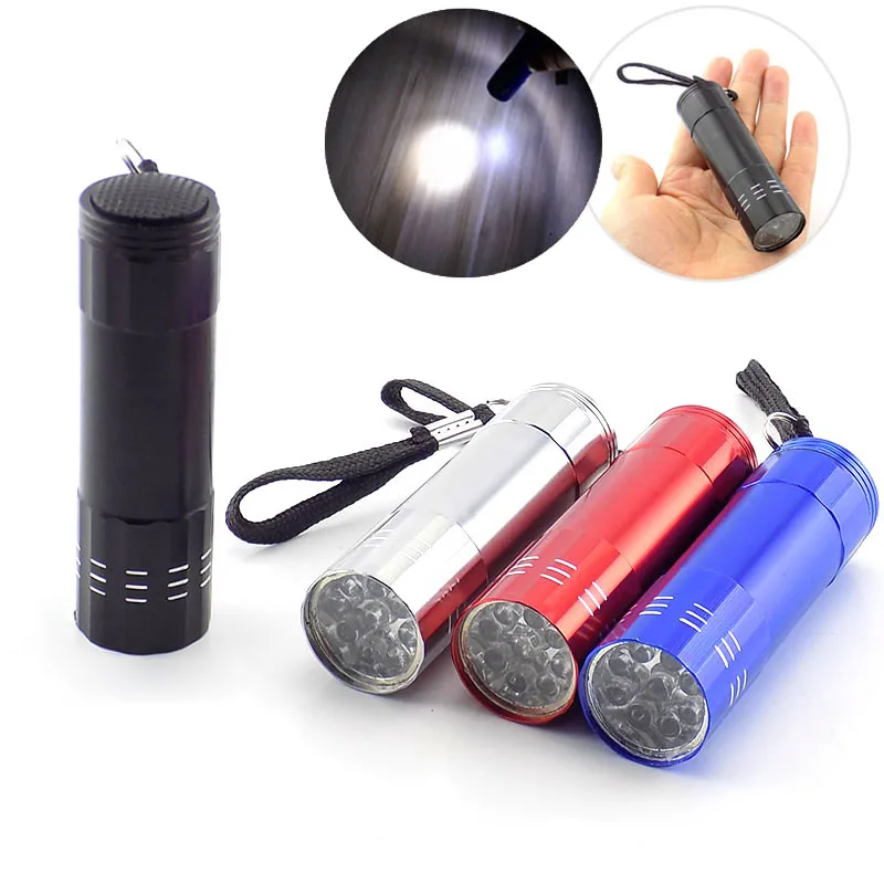 Mini Protable 9 LED Flashlight Light Torch Light Lamp for Outdoor Camping Hiking White Light