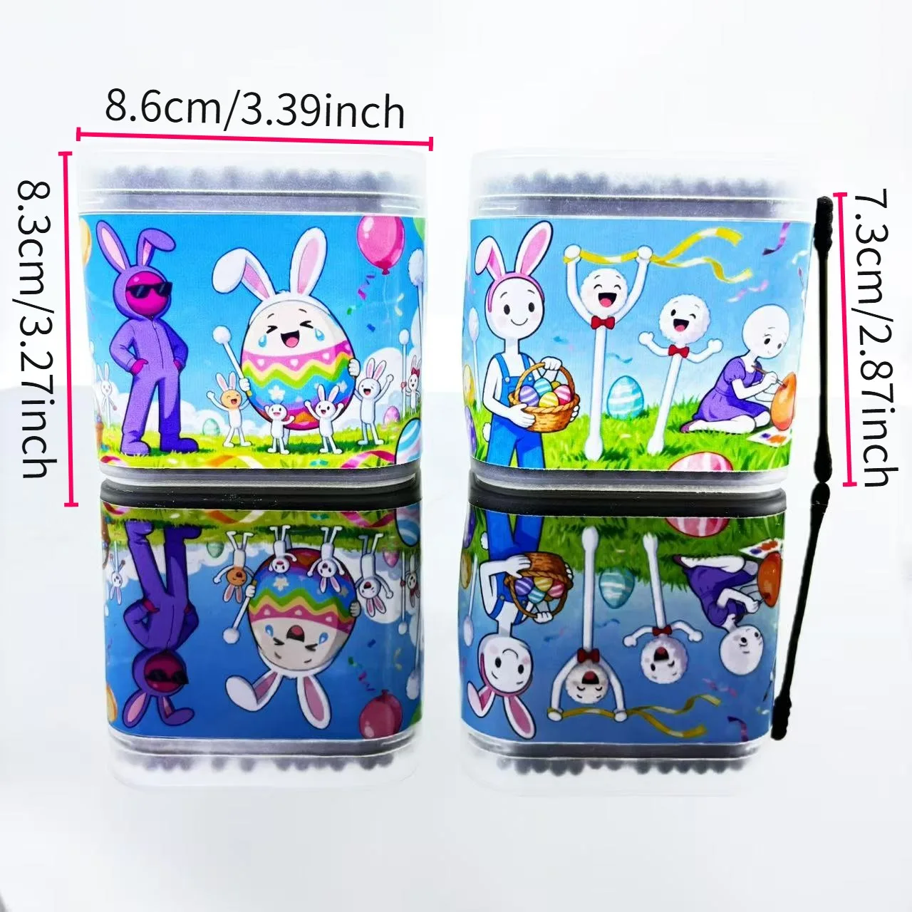 400Pcs Easter-Themed Double-Ended Cotton Swabs, Creative Easter Element Cotton Swab Sticks, Spiral Round Black Cotton Swab Sticks