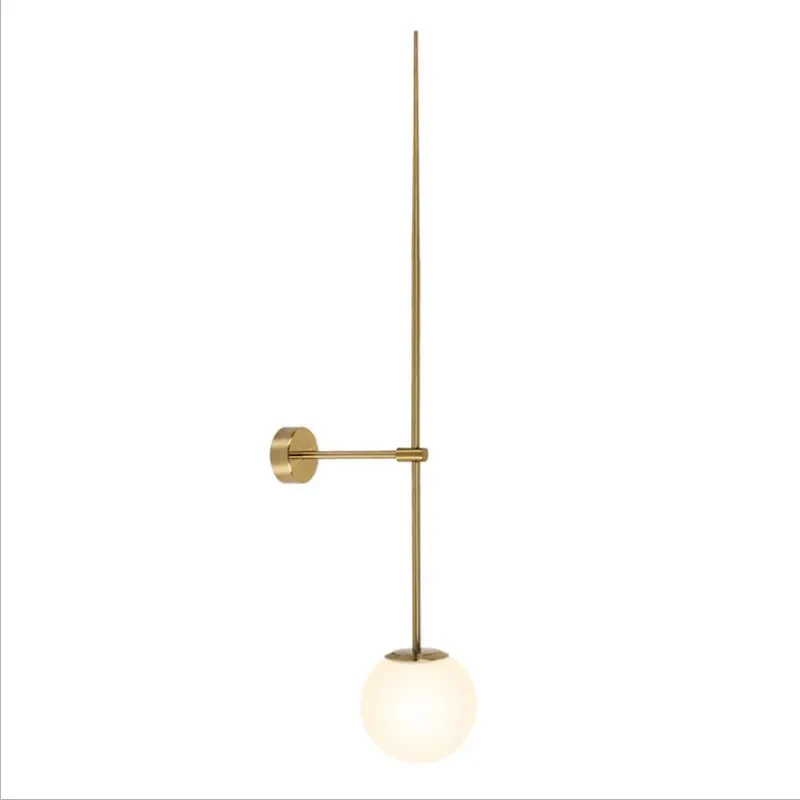 Minimalist Linear Spike Wall Lamp Long Rod Frosted Glass Ball Wall Sconce Modern Decor Wall Light Bedroom Hallway