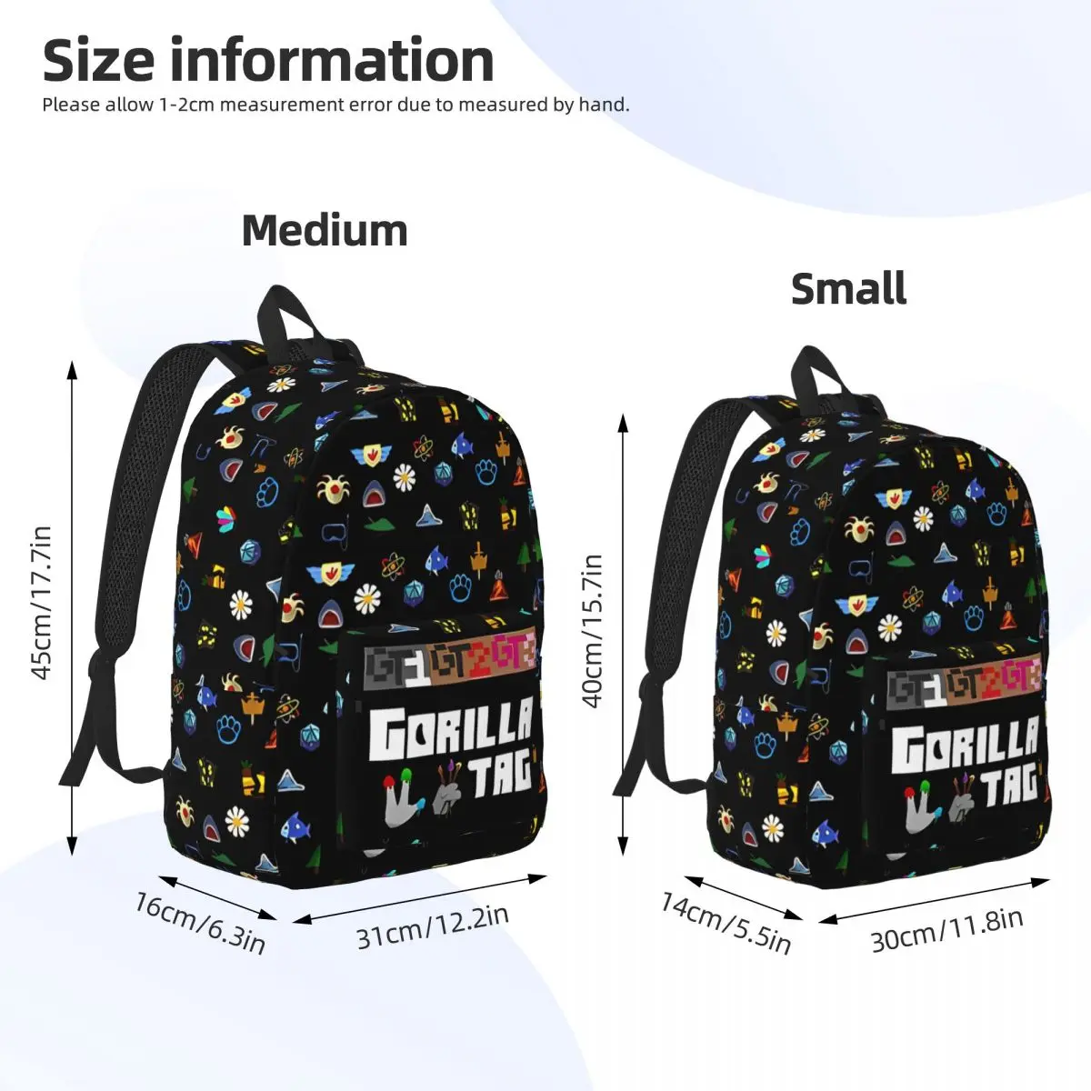 Gorilla Tag VR Gamer Gaming Backpack, Boy Girl, School Bookbag, Hot Games, Canvas Daypack, preescolar Kindergarten Bag