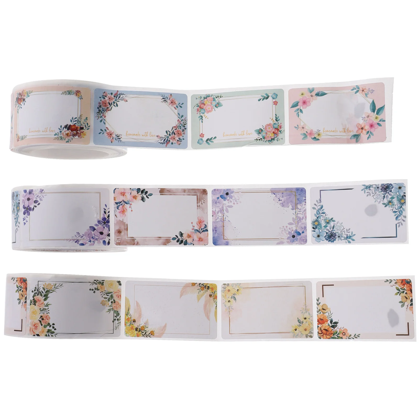 

3 Rolls Sticker Note Bottle Stickers Floral Handwriting Portable Date Labels Food Decorative