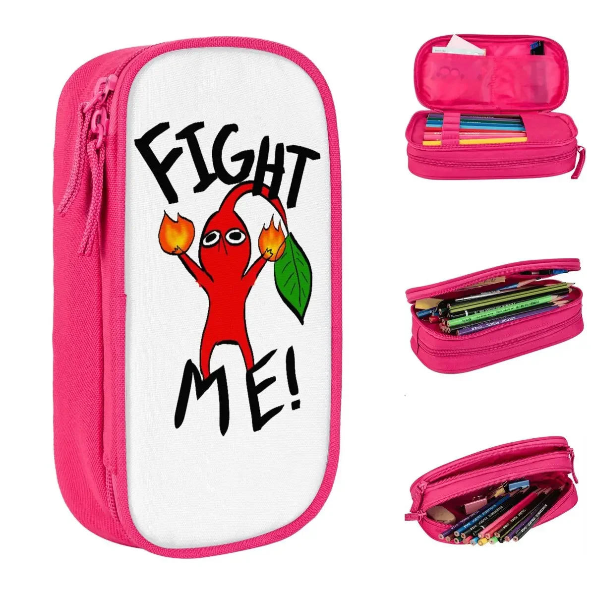 Creative Fight Me Pencil Case Red Pikmin Pencil Box Pen Kids Big Capacity Bags Students School Cosmetic Stationery