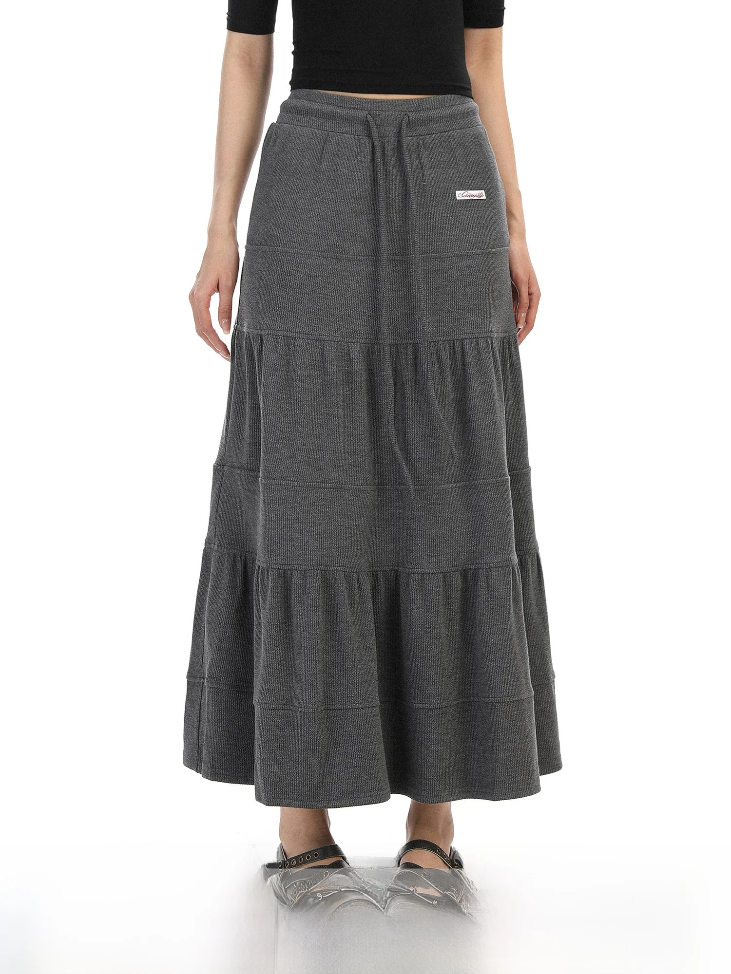 

Женская корейская повседневная юбка миди А-силуэта с высокой талией, утягивающая, дышащая, приятная к телу, со складками, для ежедневной носки