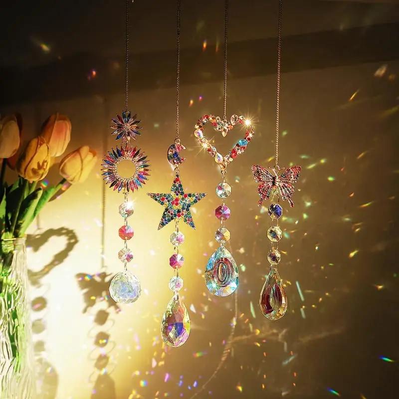 Crystal Prisms Sun Catchers, Suncatchers Window Hanging Ornament for Rainbow Rhinestones Home Garden Outdoor Decor