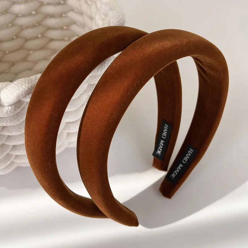 Winter New Pumpkin Color Velvet Headbands For Woman Girls Elegant Hair Hoop Wide Sponge Hairband Female Fashion Hair Accessories