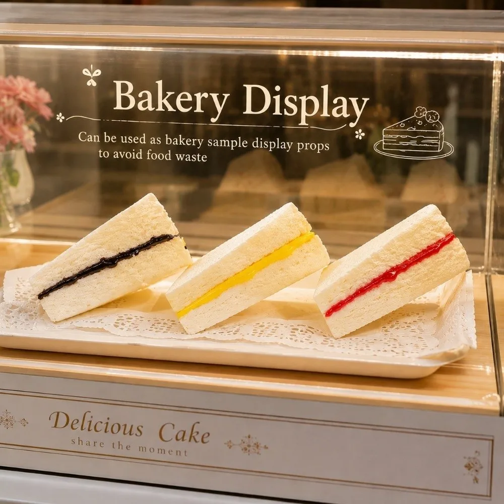 Creative PU Sandwich Model Soft Photography Prop Realistic Fake Bread Food Artificial Pressing Toy Bakery Shop Window Display