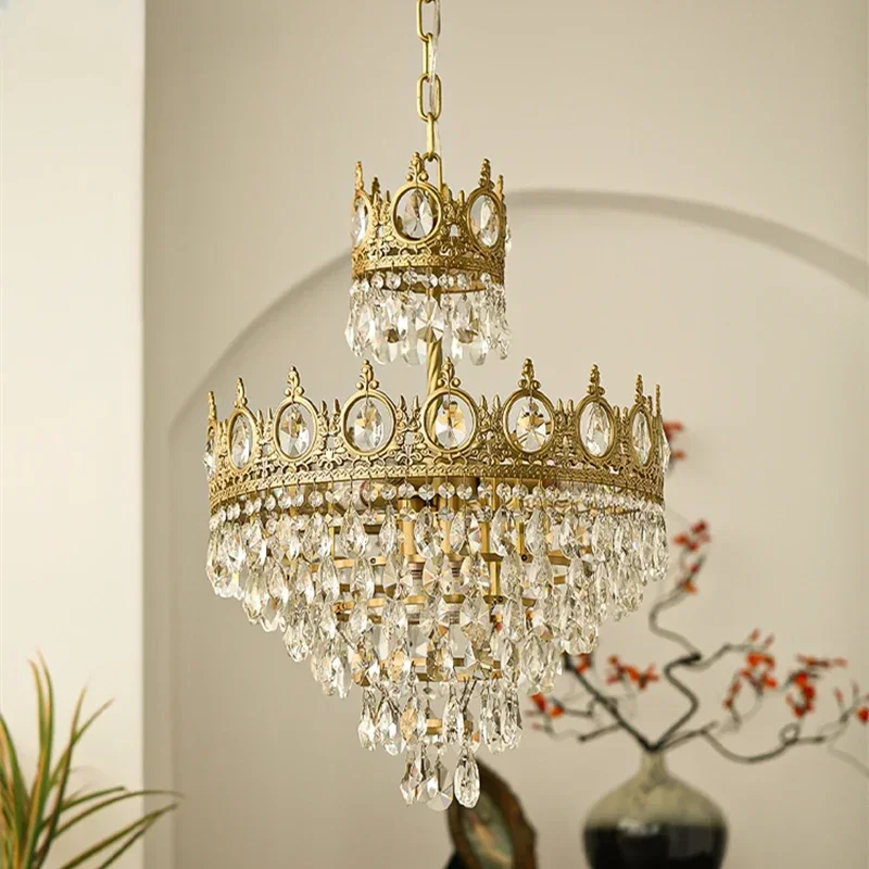 

Modern Crown Chandelier Crystals for Living Room Bedroom Bedside Led Chandelier Room Decoration Lights E14