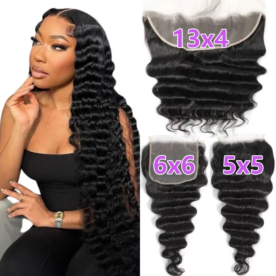 Loose Deep Wave Lace Frontal Loose Wave 13x4 Lace Frontal 4x4 5x5 6x6 Transparenter Lace Closure Echthaar mit vorgezupftem Haaransatz – Detail 3