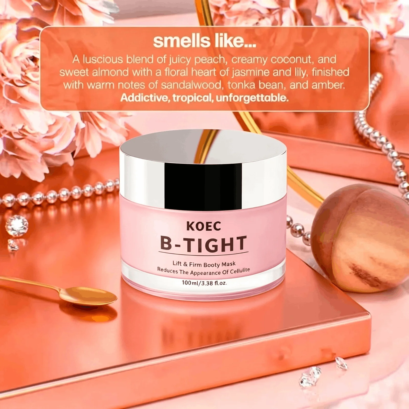 Collagen Lift Firm Booty Mask, KOEC B-TIGHT Overnight Moisturizing Body Mask, Deep Hydrating Skin Tightening Treatment, Reduces Appearance of Cellulite, Restores Skin Elasticity, Smooths Rough Texture for Silky Revitalized Body Skin