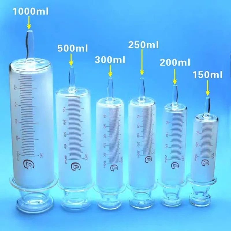 150ml/250ml/300ml/500ml/1000ml All Glass Syringes Large sausage device Glass sample extractor Glass Injector large caliber