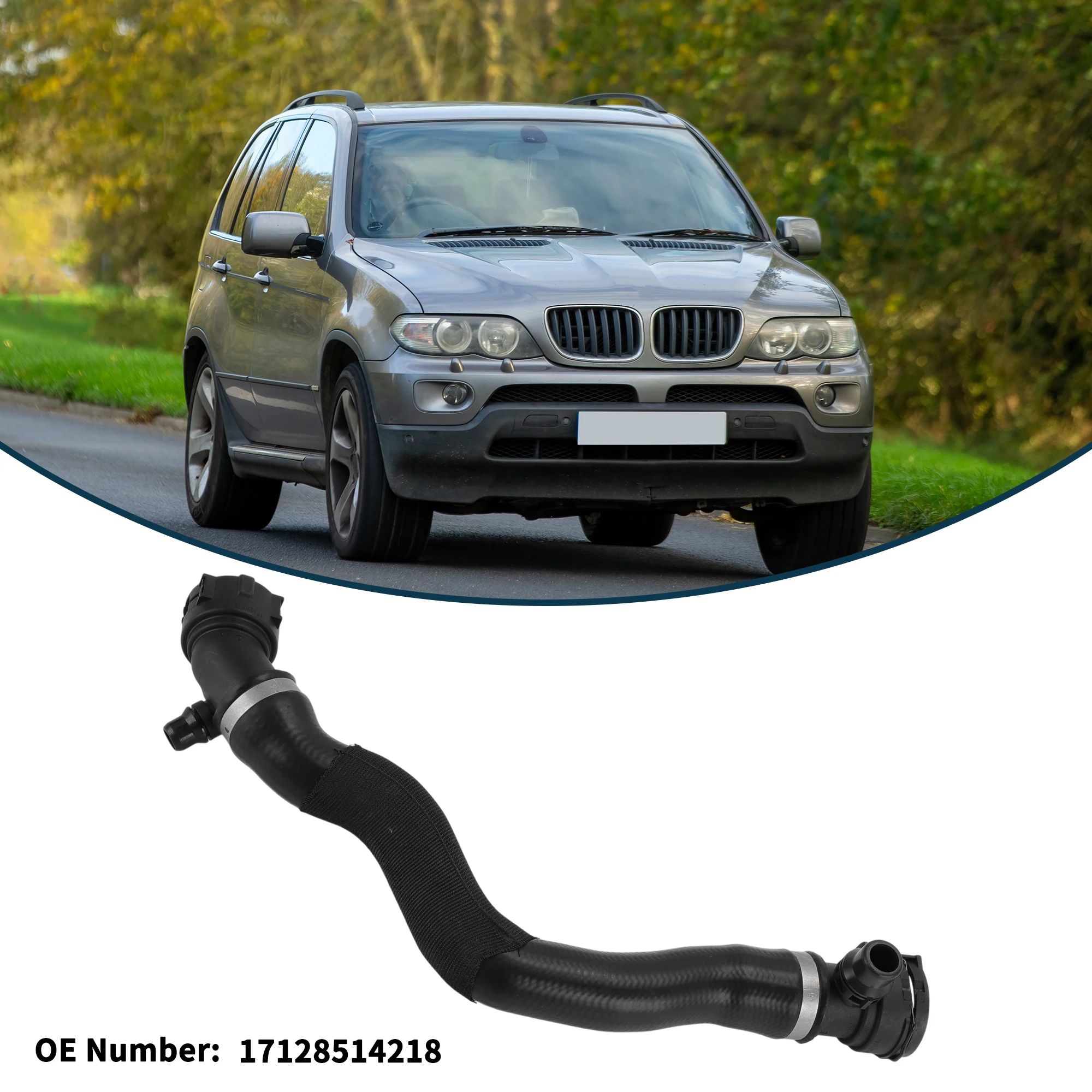 

UXCELL Radiator Hose Heater Hose No.17128514218 for BMW X5 2017 Rubber Upper Hose Black 1 Pc