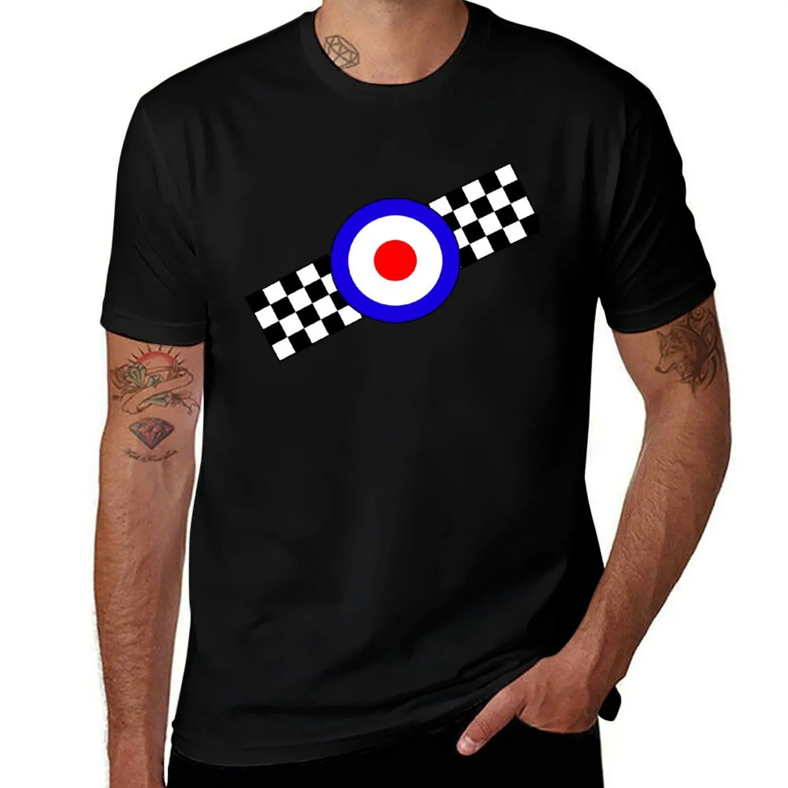 Mod or Ska Two Tone Checks and Target T-Shirt Fashion Letter Print T-Shirt