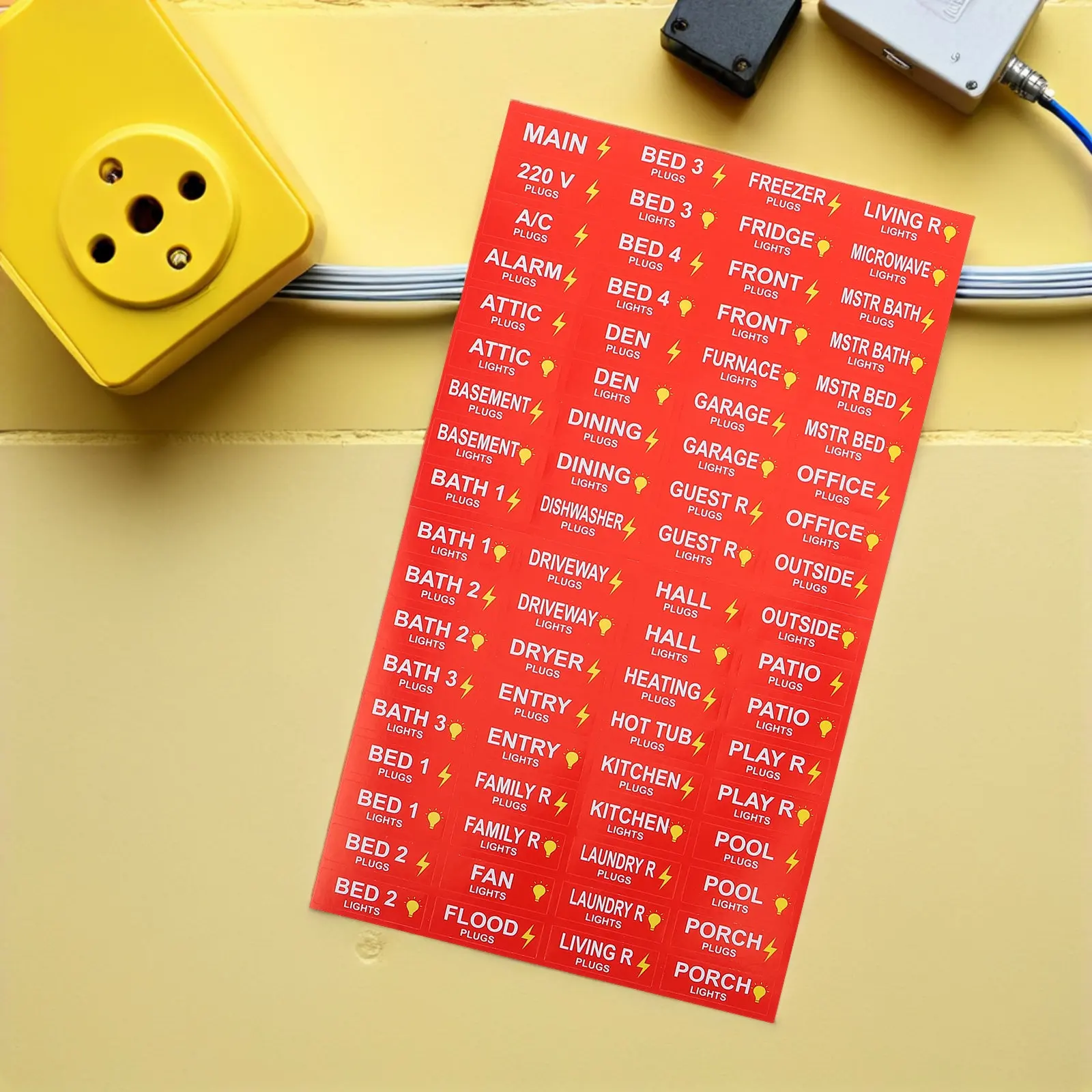 Breaker Box Labels Electrical Panel Markers Waterproof Self-Adhesive Circuit Identification Labels for Load Center Fuse