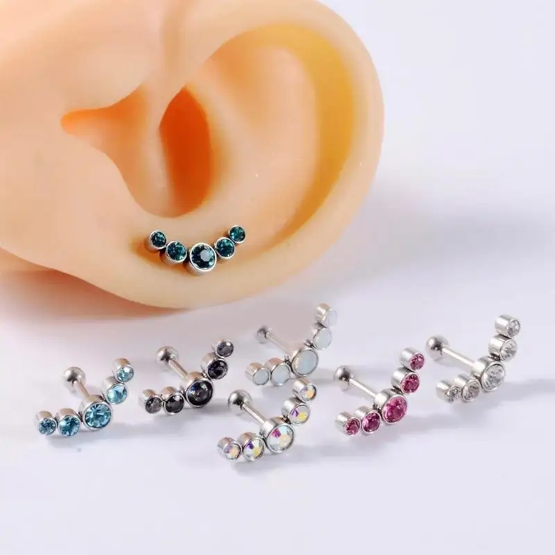 

A52E Tragus Piercing Earring Elegant Cartilage Earring Stainless Steel Ear Jewelry Accessories with Czech Crystal