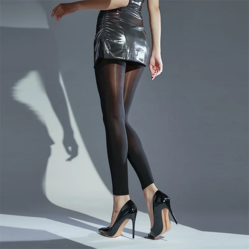 8D Sexy Socks Oily Pantyhose Shiny Smooth Dance Stockings Nine Point Socks for Men and Women Anti Hook Pantyhose