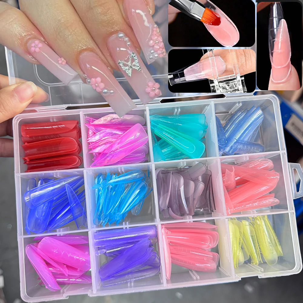 

288 шт. красочные формы для ногтей овальные/кофеи/T-образные 12 типов многоразовые формы для ногтей двойные формы формы для быстрого строительства инструменты для наращивания накладных ногтей