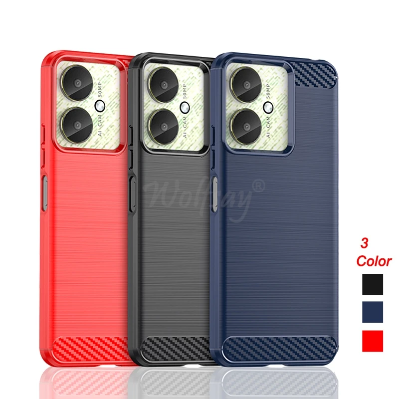 For Xiaomi POCO C65 Case Carbon Fiber Shockproof Case POCO C65 Cover Phone Cover For POCO C65 Case Armor Rubber Protector