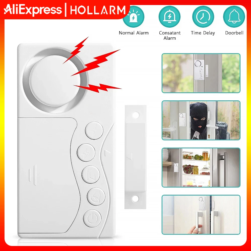 

Холодильник, дверная сигнализация Hollarm, 3/15/30/60 секунд, регулируемая задержка, датчик морозильной камеры, противоугонная сигнализация для двери, окна, домашняя безопасность