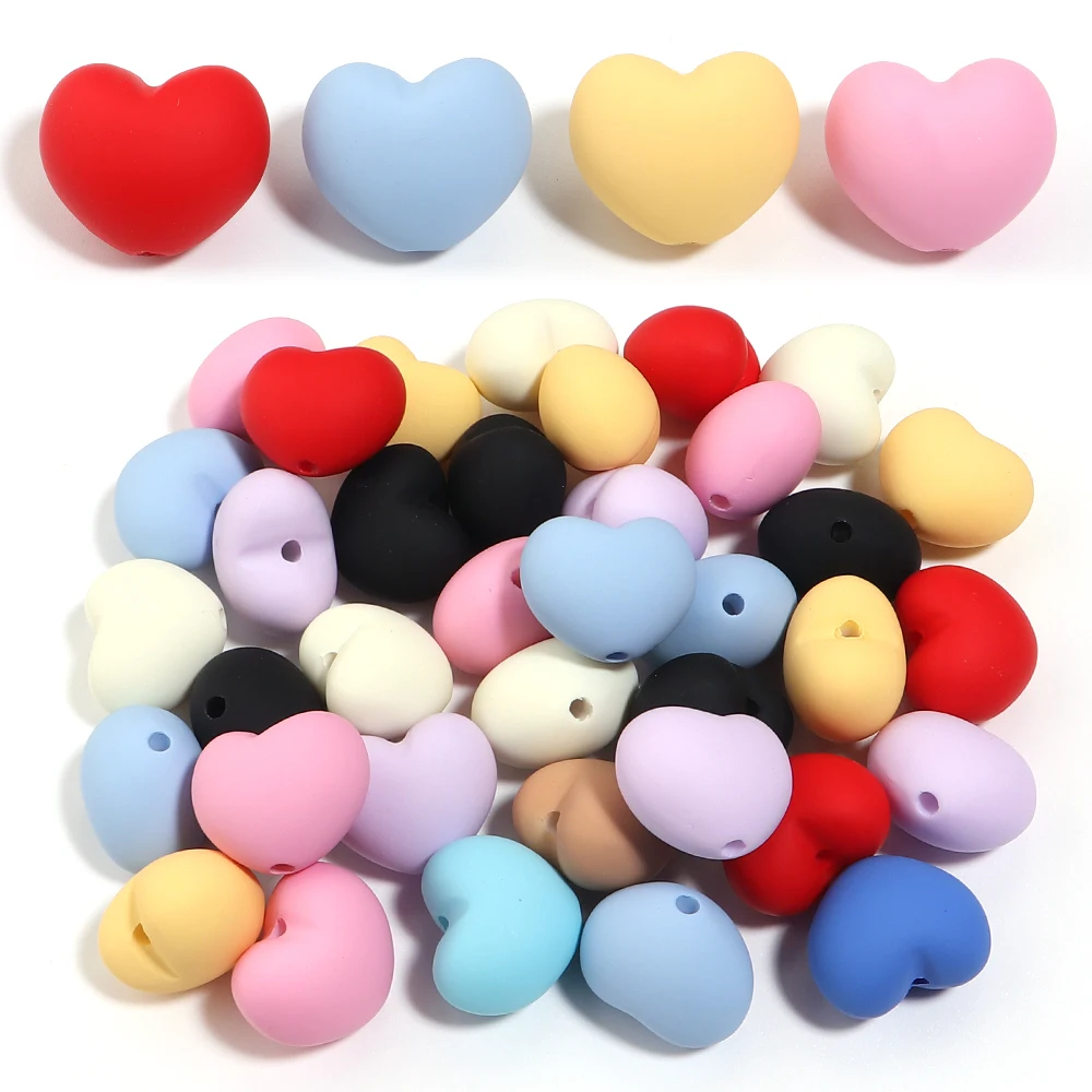 5 Stück/Set Matte Acryl-Herzperlen Bunte Lose Abstandsperlen für Schmuckherstellung DIY Armband Schlüsselanhänger Ohrringe Zubehör – Detail 3