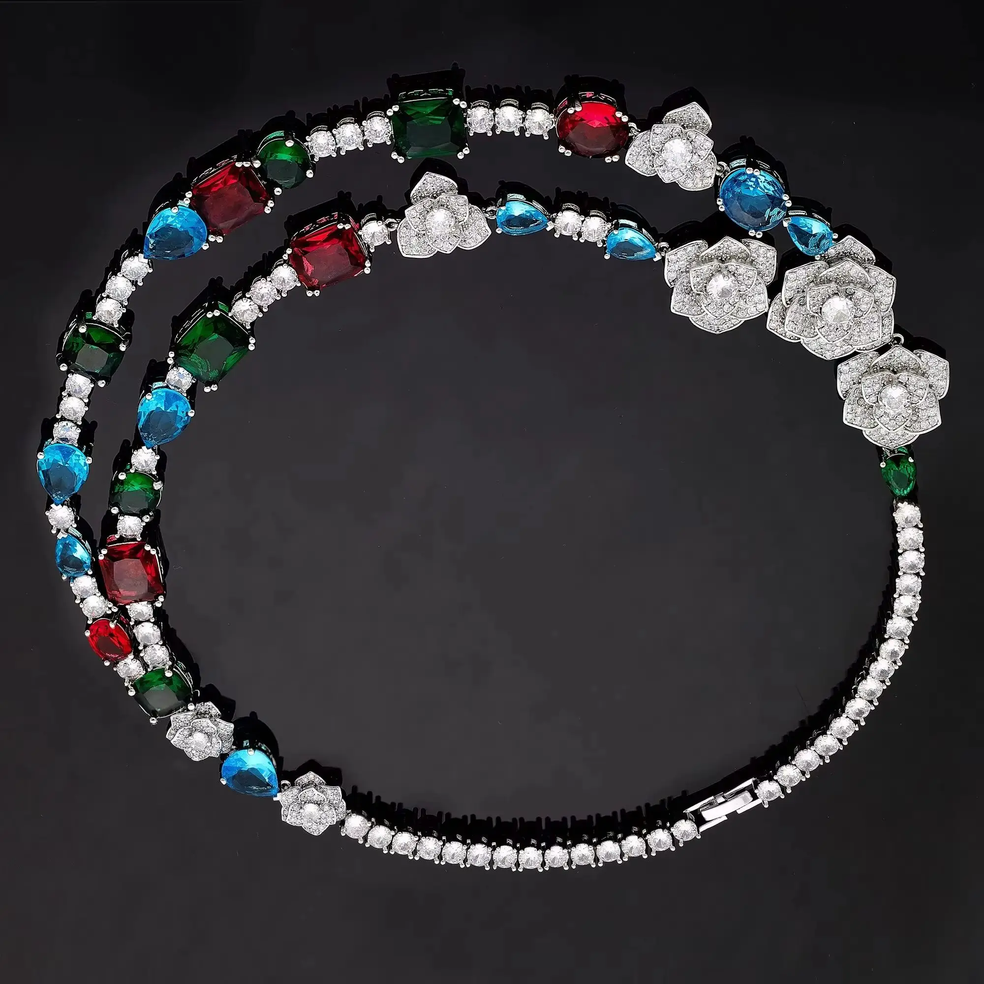 

Изысканный свадебный комплект ювелирных украшений из 4 предметов с цирконием, Дубай 2024, модный женский комплект для свадьбы (колье и серьги), Саудовская Аравия