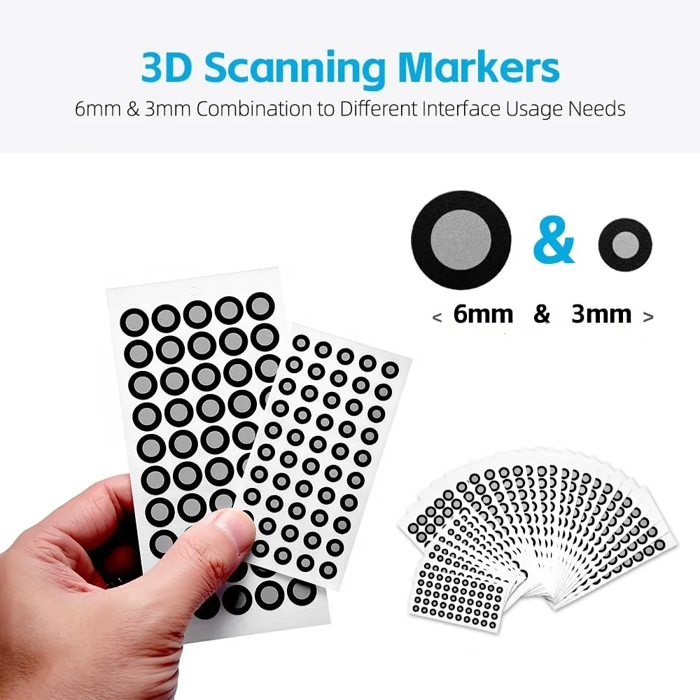 990 Dots 6mm & 3mm 3D Scanning Markers for 3D Scanner, High Precision Tracking & Positioning Dots for 3D Scan