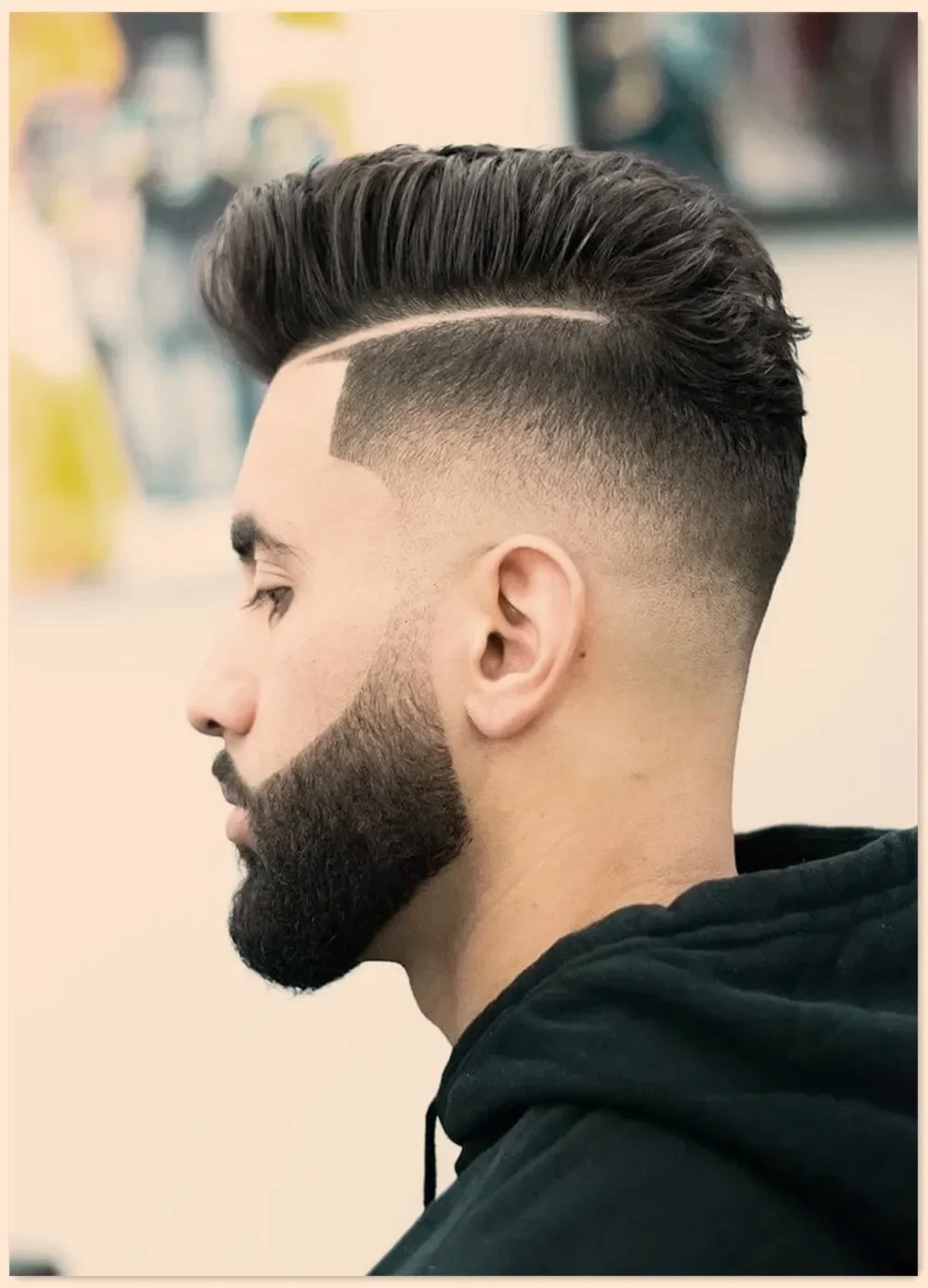 Fade Haircut with Beard for Men Posters and Prints Vintage Haircut & Shave Service Wall Art Barber Shop Wall Decoration Painting