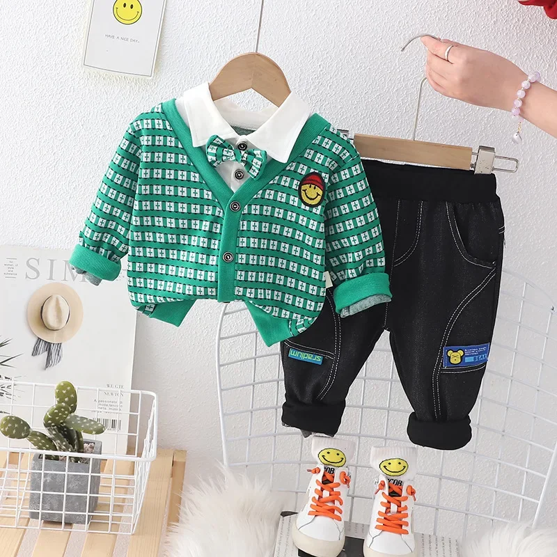 Toddler Outfits 2023 Spring Autumn 1-5T Casual Cardigan Coats + T-shirts + Pants Baby Boys Tracksuits Kids Bebes Jogging Suits