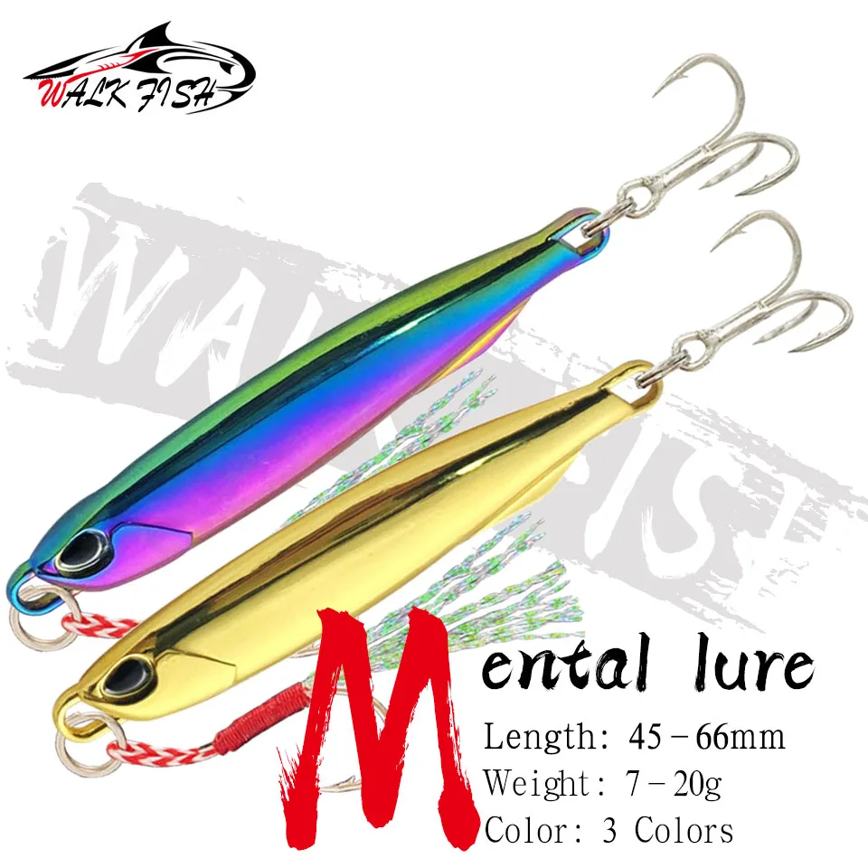 WALK FISH 1PCS Spoon Metal Jigs fishing lures With Hooks 7g 10g 15g 20g Electroplated Fishing lues Bait Mackerel Bass