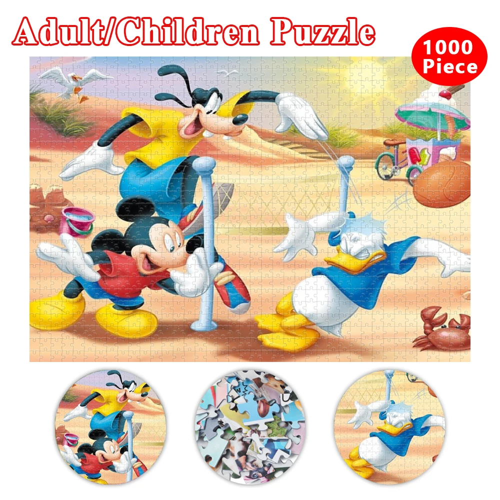 Disney Puzzles for Adults 1000 Pieces Jigsaw Puzzles Mickey Mouse and Donald Duck Educational Decompressing Diy Puzzle Game Toys