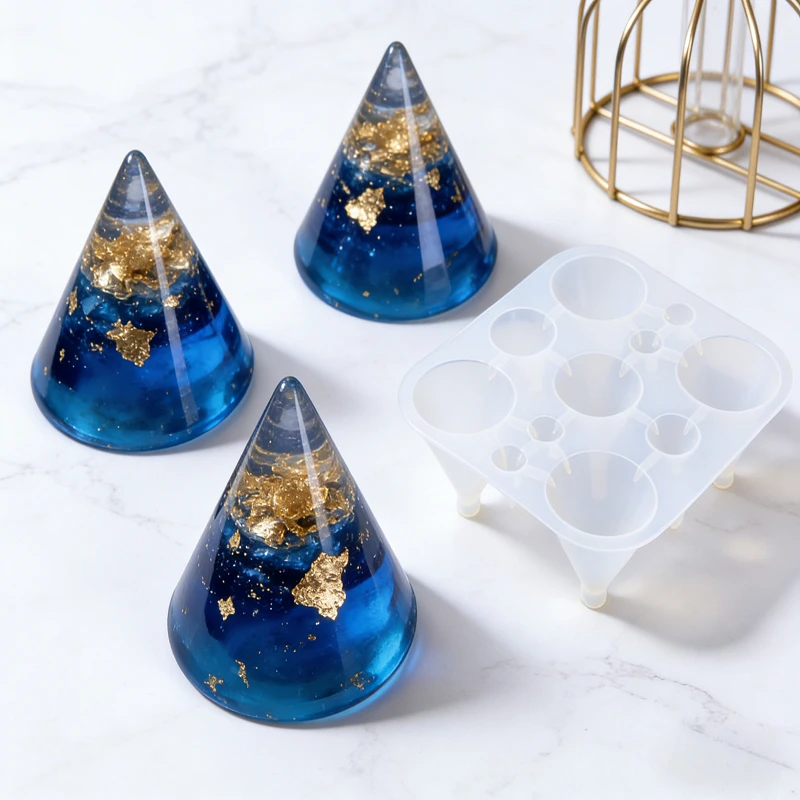 

Pyramid cone connected silicone mold made of epoxy resin suitable for DIY crafts ornaments ice baking models