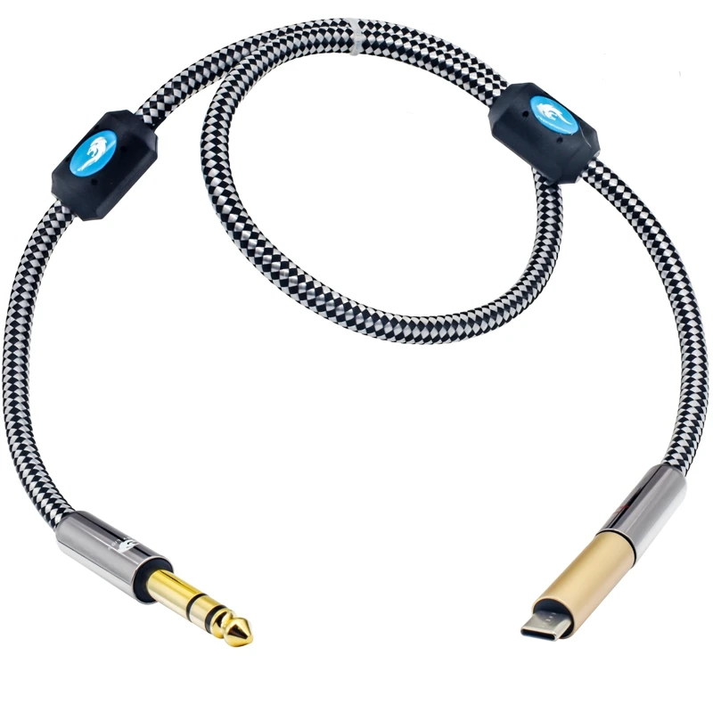 Premium Audio Cable Stereo 6.35mm 1/4 Inch TRS Jack to Type-C for Mobile Phone AMP Soundbox  Shielding Gold Plating OFC Cable