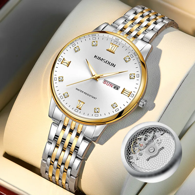 Reloj Mecánico falso Douyin Jin SHIDUN, reloj resistente al agua para hombre, reloj De cuarzo transparente calado, reloj De hombre