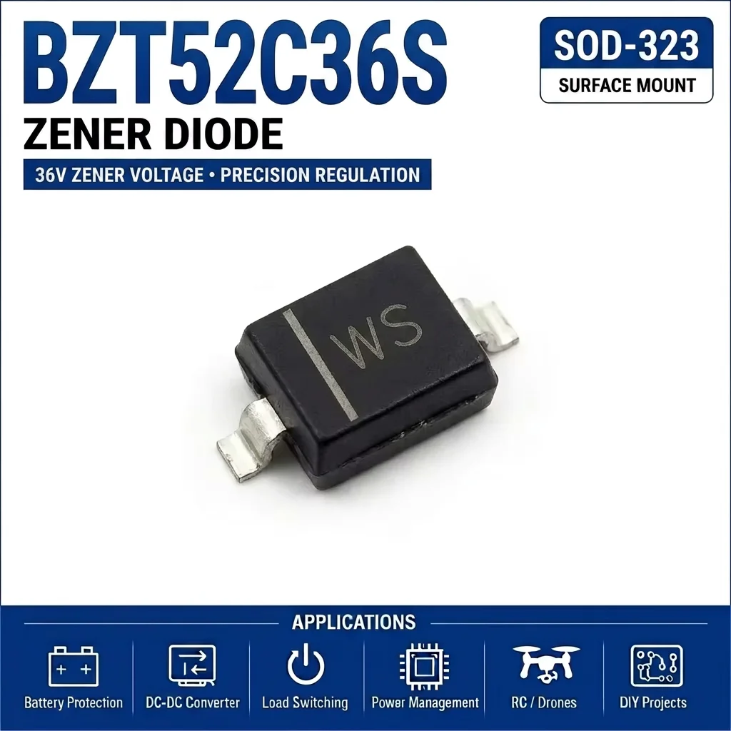 (100 pcs) BZT52C36S/BZT52C36 SOD-323/SOD-123 (Marking WS) 52C36S 52C36 - Zener Diode 36V BZT52